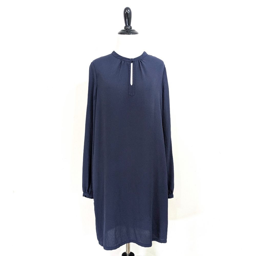 Guess By Marciano Navy Blue Long Sleeve Keyhole Shift Dress - Size Small Womens